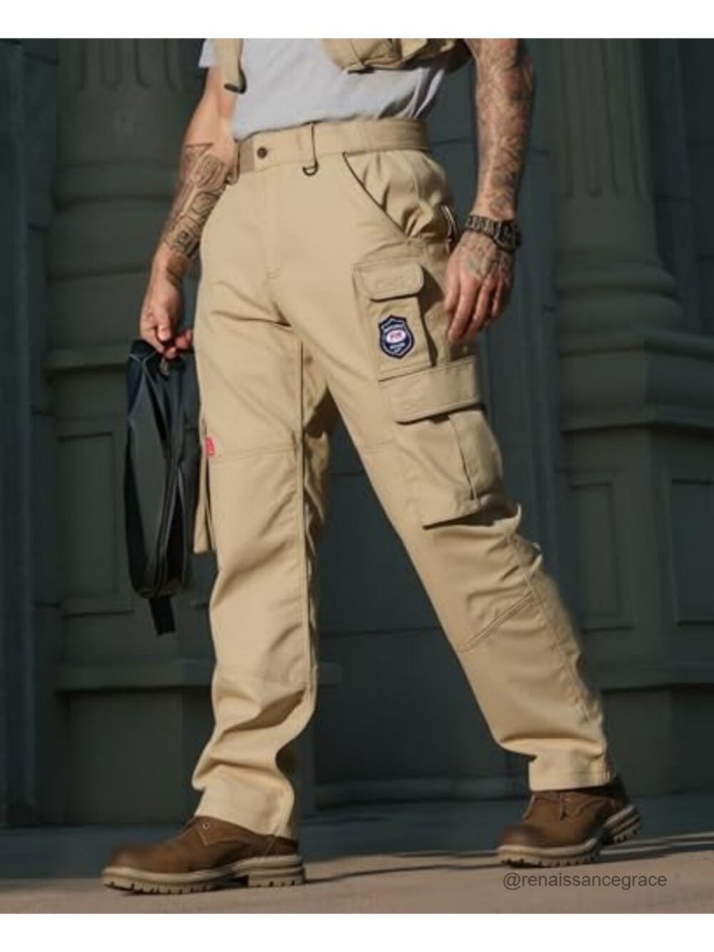 Men's FR Cargo Work Pants Relaxed Fit 7-Pocket Flame Resistant Cotton Twill